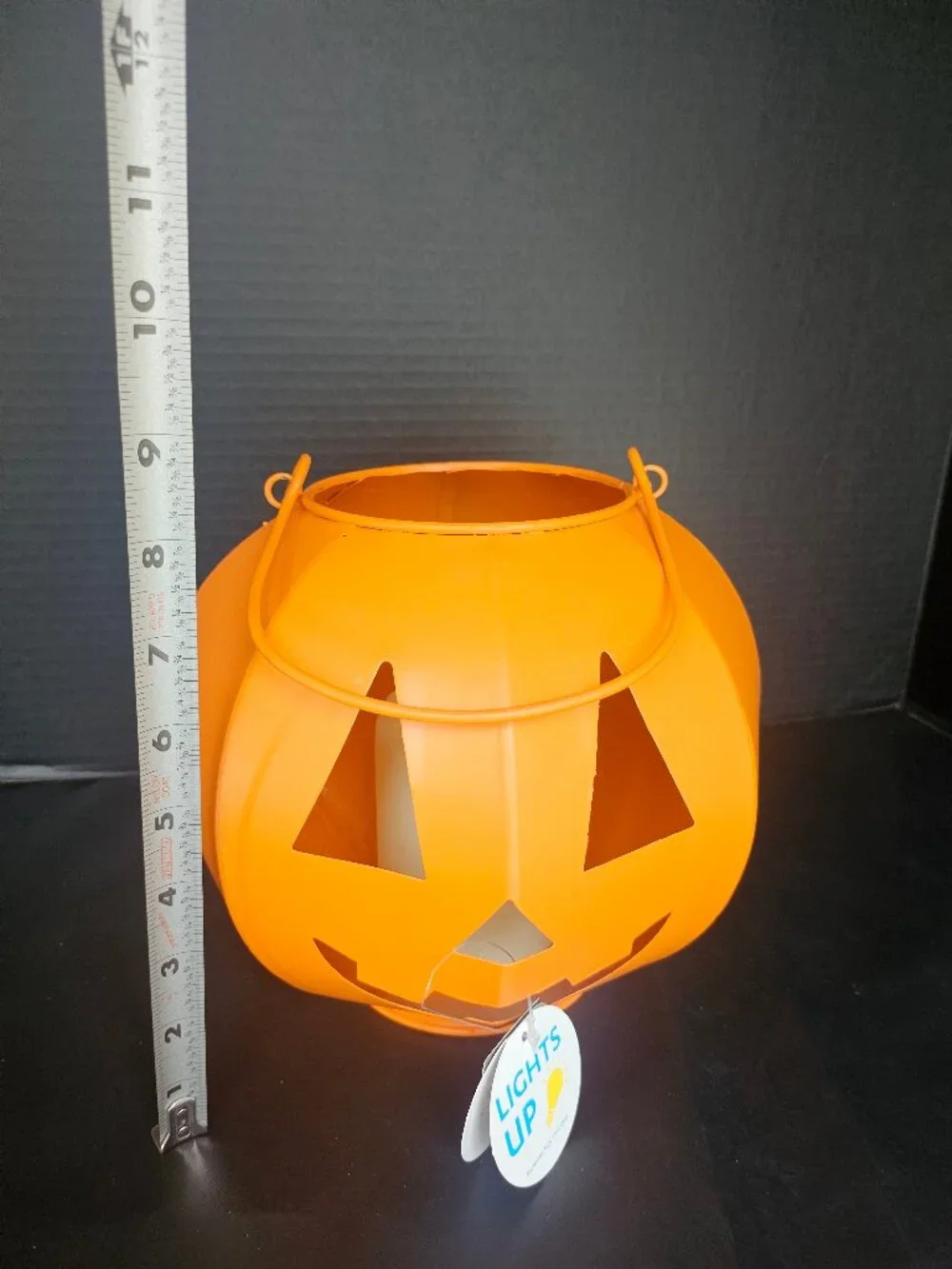 Handcrafted Metal Jack O Lantern With LED Light Festive Orange Halloween Decor